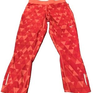 Womens Nike Dri - Fit Leggings Red with Triangle Pattern Size Medium